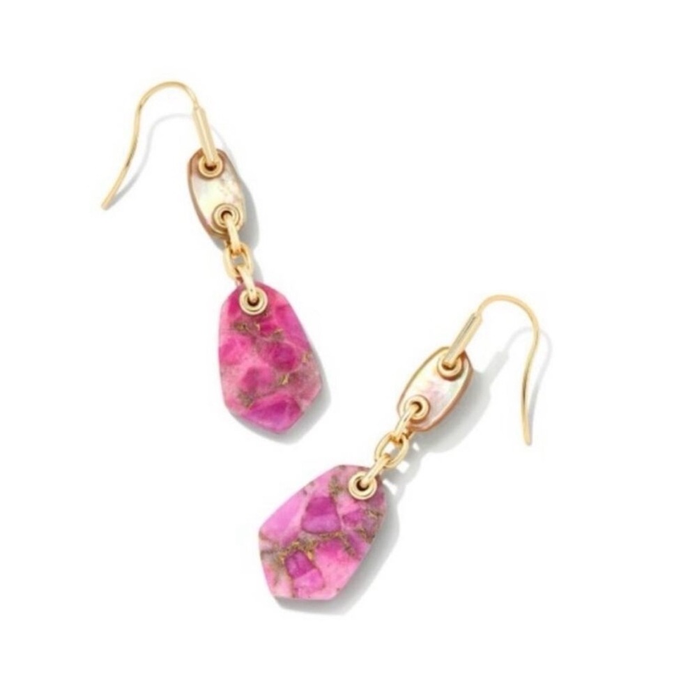 Kendra Scott Ashlyn Multi-Stone Drop Earrings Gold Magenta Mix (New)